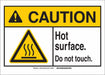 Caution Sign 3-1/2 Hx5 W Hot Surface