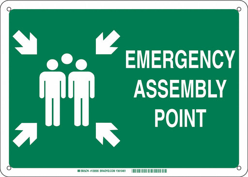 Emergency Assembly Sign 10x14 Aluminum