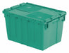 E3369 Attached Lid Container Green Solid HDPE