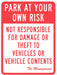 Parking Lot Damage Advisory Sign 24 x18 