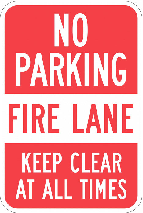 Fire Lane No Parking Sign 18 x 12 