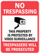 Property Sign 24 in x 18 in Aluminum