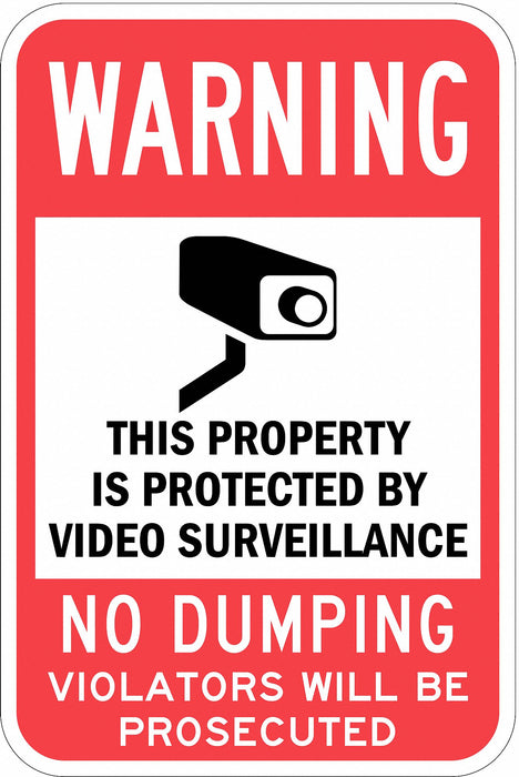 Rflctv Surveillance Warning Sign 18x12in