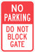 Gate No Parking Sign 18 x 12 