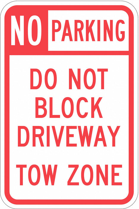 Driveway No Parking Sign 18 x 12 