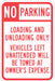 Loading Zone No Parking Sign 18 x 12 