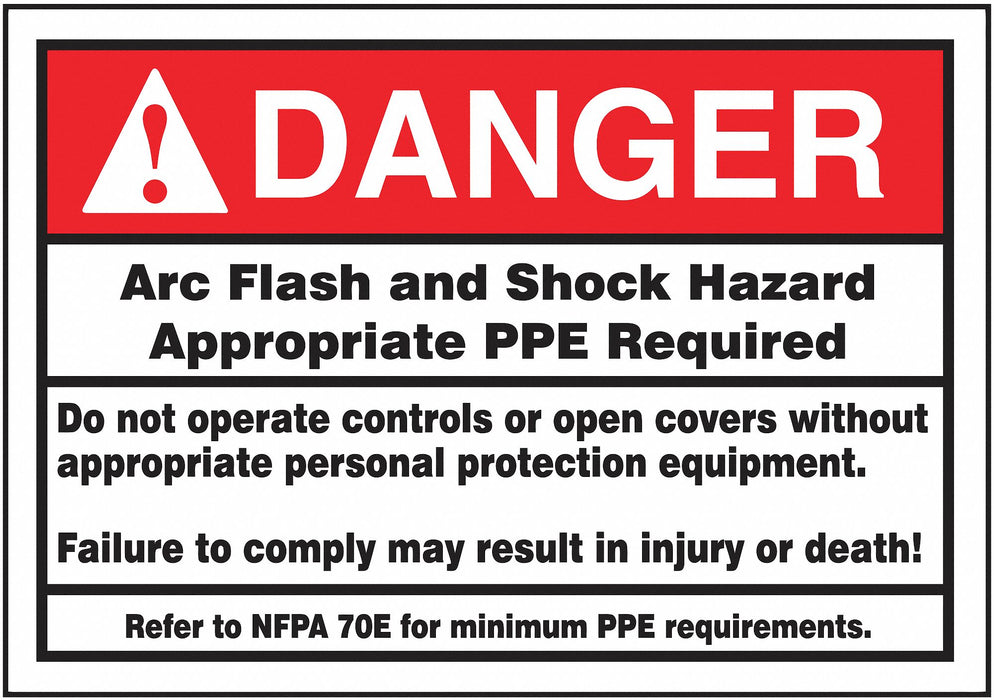 Arc Flash Label 3 1/2 inx5 in Vinyl