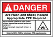 Arc Flash Label 3 1/2 inx5 in Vinyl
