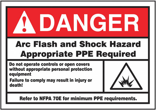 Arc Flash Label 3 1/2 inx5 in Vinyl