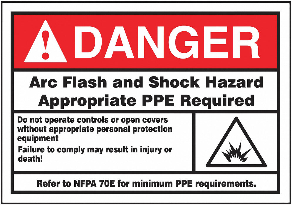 Arc Flash Label 3 1/2 inx5 in Vinyl