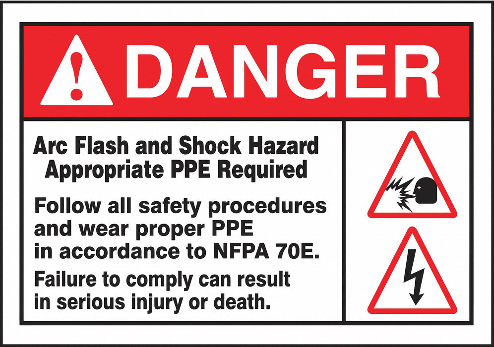 Arc Flash Label 7 inx10 in Vinyl