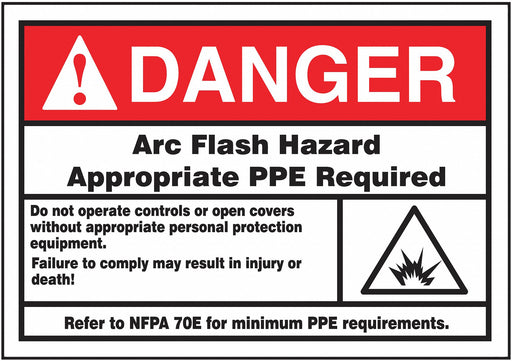 Arc Flash Label 3 1/2 inx5 in Vinyl