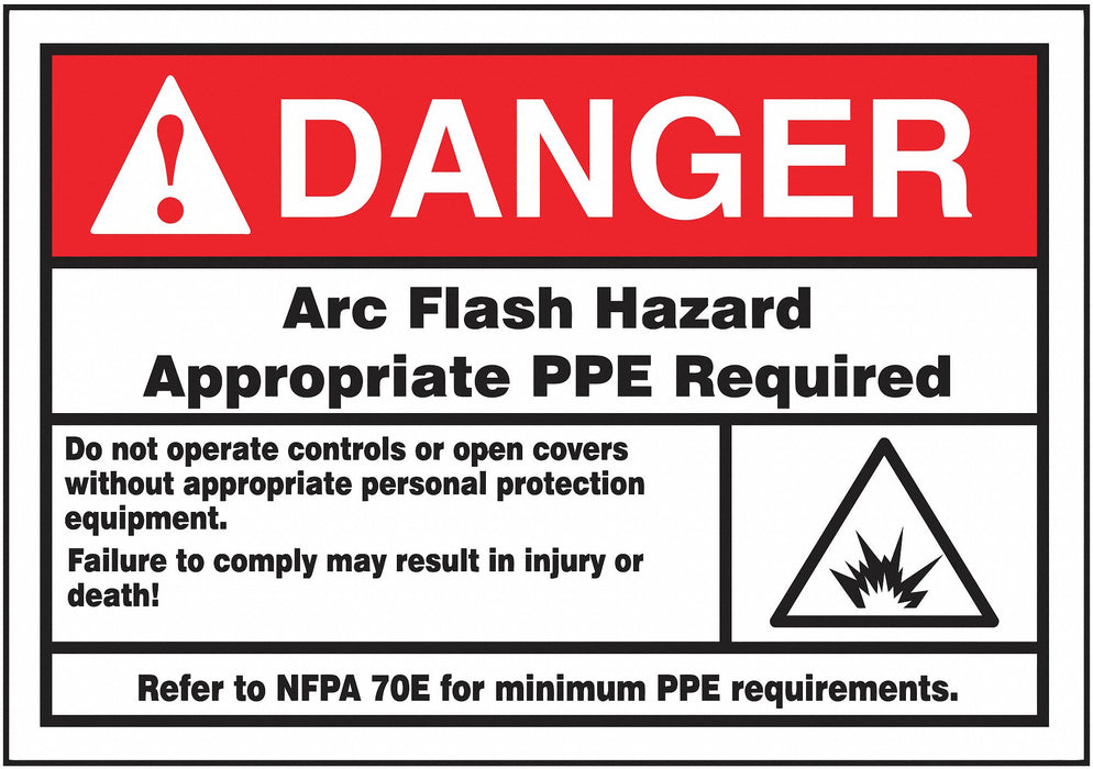 Arc Flash Label 3 1/2 inx5 in Vinyl