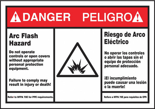 Arc Flash Label 3 1/2 inx5 in Vinyl