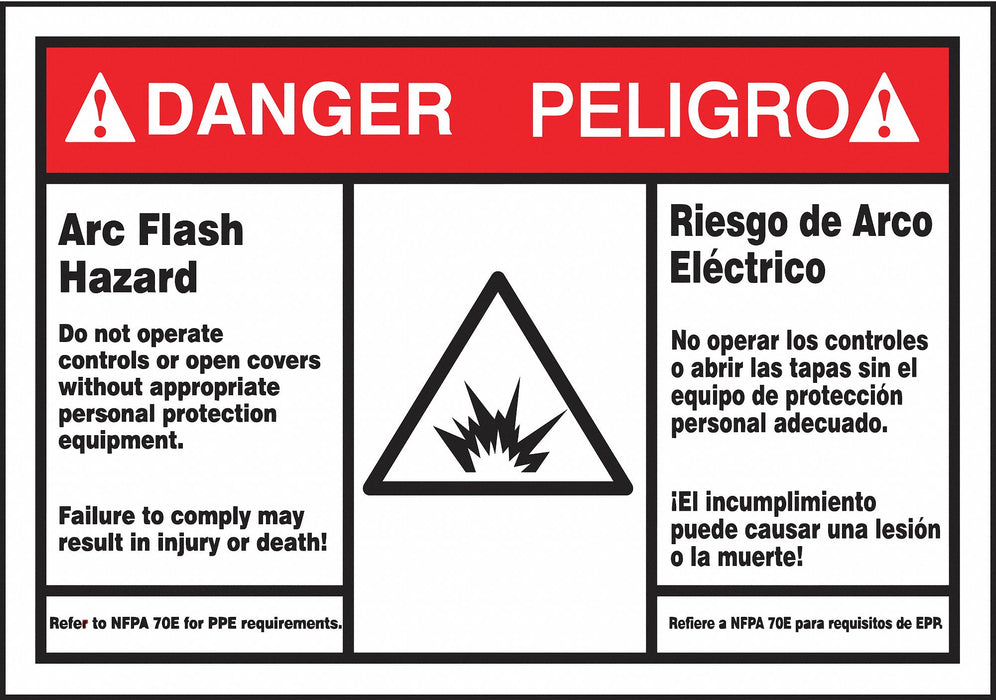 Arc Flash Label 3 1/2 inx5 in Vinyl