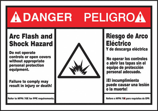 Arc Flash Label 3 1/2 in x 5 in Vinyl
