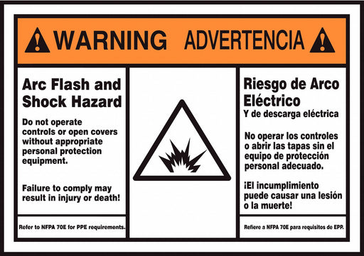 Arc Flash Label 3 1/2 in x 5 in Vinyl