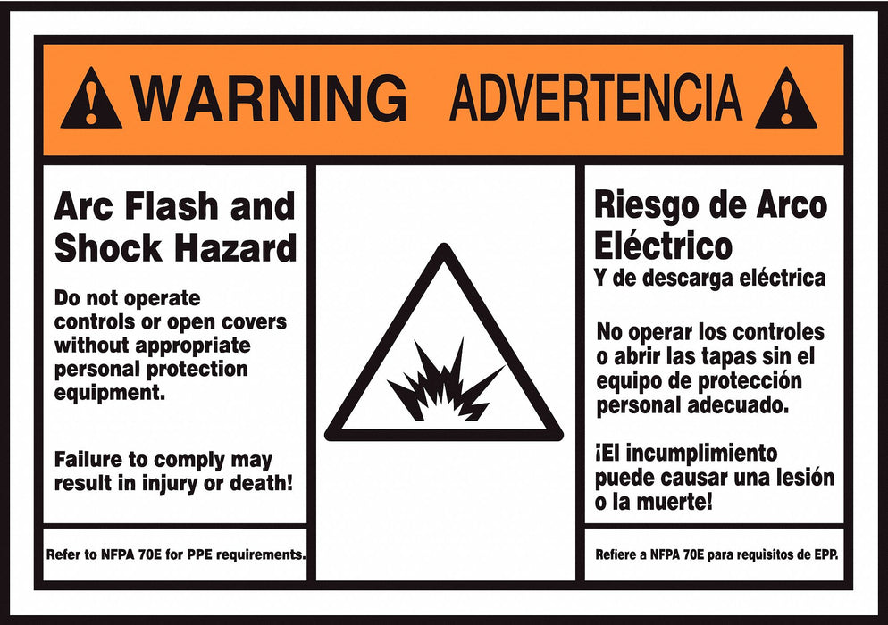 Arc Flash Label 3 1/2 in x 5 in Vinyl