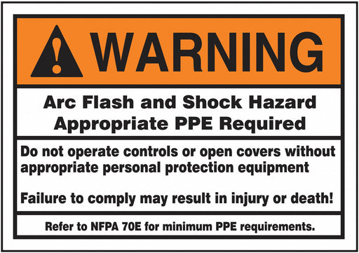Arc Flash Label 3 1/2 inx5 in Vinyl