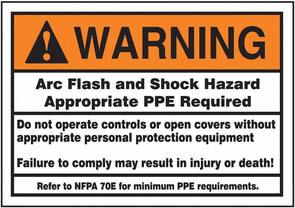 Arc Flash Label 3 1/2 inx5 in Vinyl