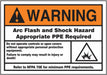 Arc Flash Label 3 1/2 inx5 in Vinyl