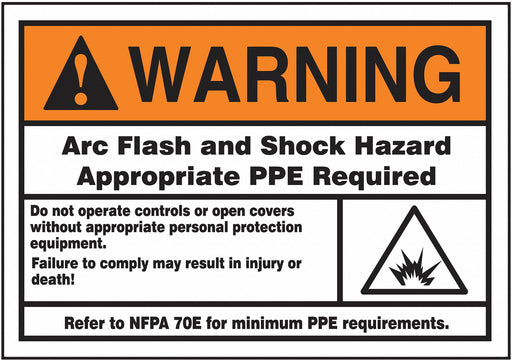 Arc Flash Label 3 1/2 inx5 in Vinyl