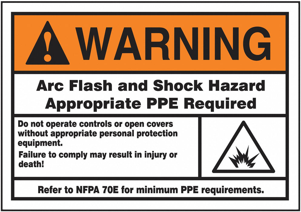 Arc Flash Label 3 1/2 inx5 in Vinyl