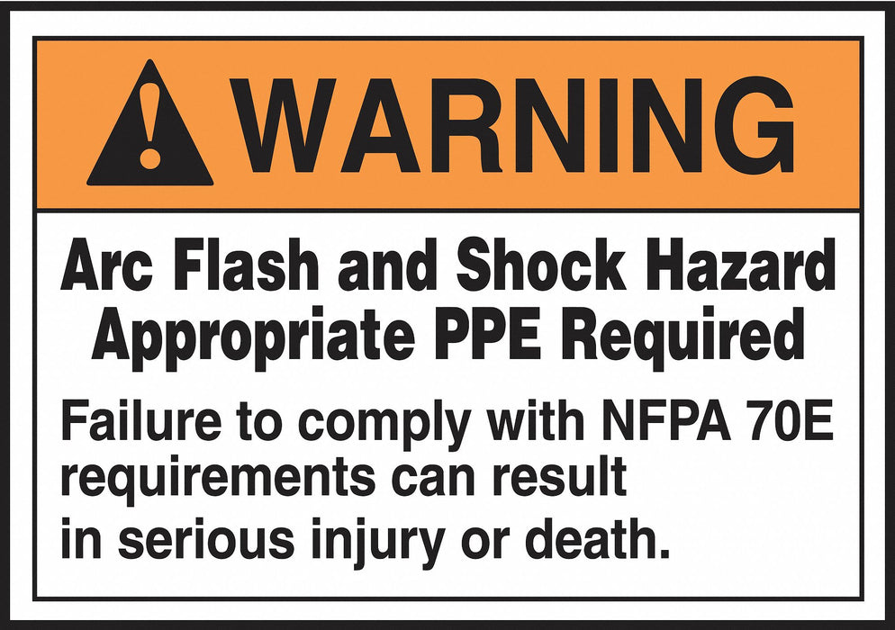 Arc Flash Label 5 inx7 in Vinyl