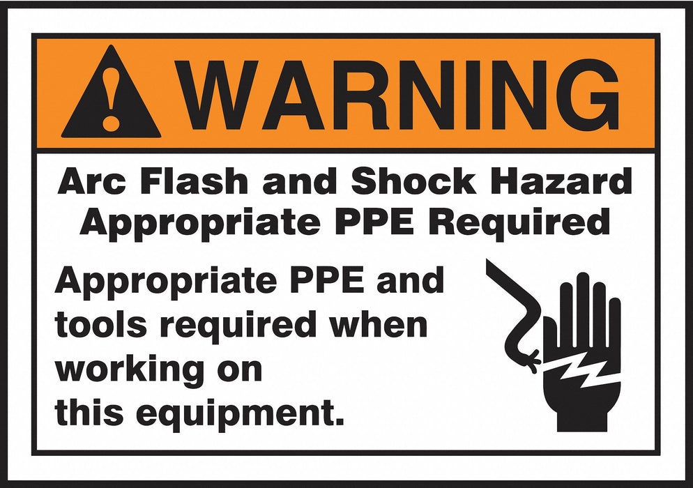 Arc Flash Label 7 inx10 in Vinyl