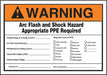 Arc Flash Label 3 1/2 inx5 in Vinyl