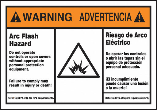 Arc Flash Label 3 1/2 inx5 in Vinyl