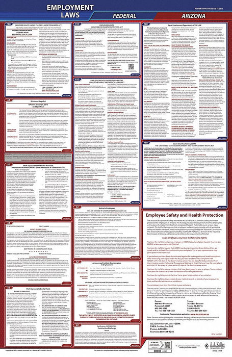 Labor Law Poster English AZ Plastic