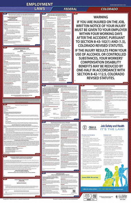 LaborLaw Poster Fed/STA CO ENG 26inH 3yr