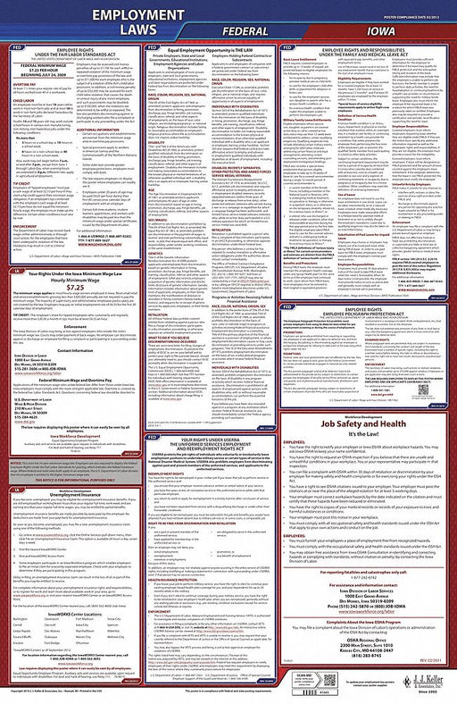 LaborLaw Poster Fed/STA IA ENG 26inH 3yr