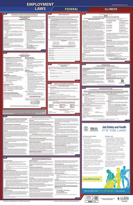Labor Law Poster English IL Plastic
