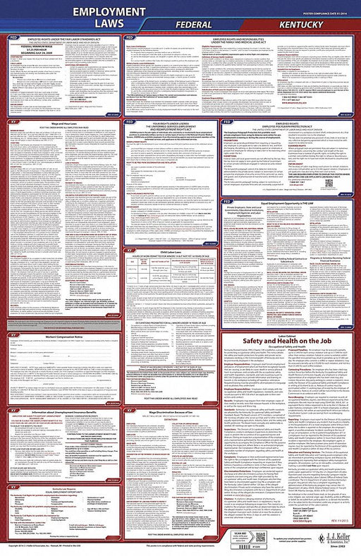 LaborLaw Poster Fed/STA KY ENG 40Wx26inH