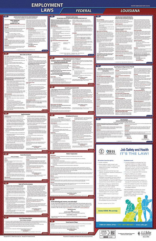 LaborLaw Poster Fed/STA LA ENG 26inH 3yr