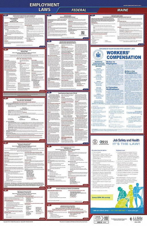 LaborLaw Poster Fed/STA ME ENG 26inH 1yr