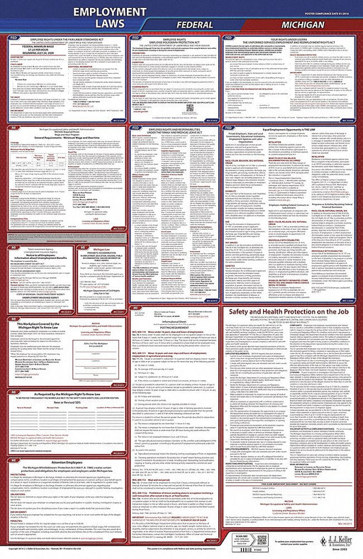 Labor Law Poster English MI Plastic
