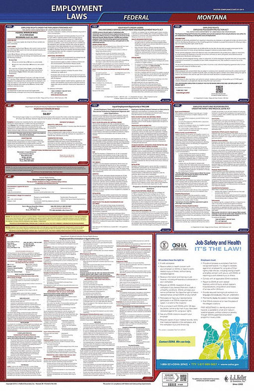 LaborLaw Poster Fed/STA MT ENG 26inH 3yr