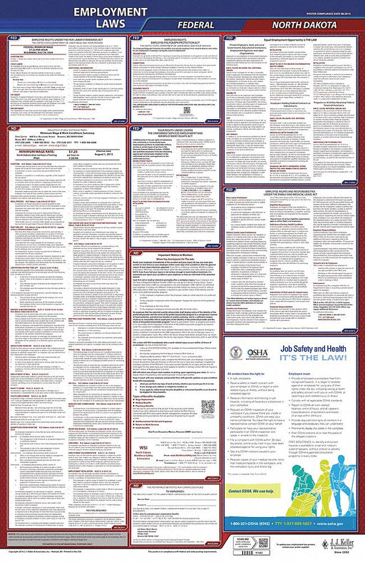 LaborLaw Poster Fed/STA ND ENG 26inH 1yr