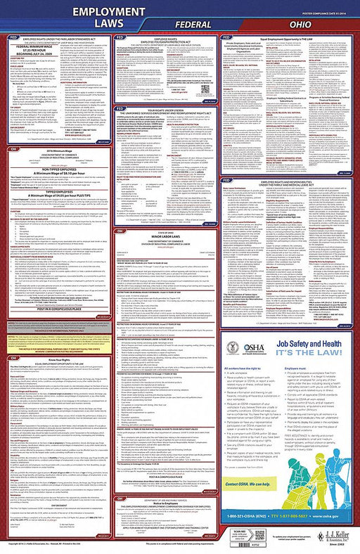 Labor Law Poster English OH Plastic