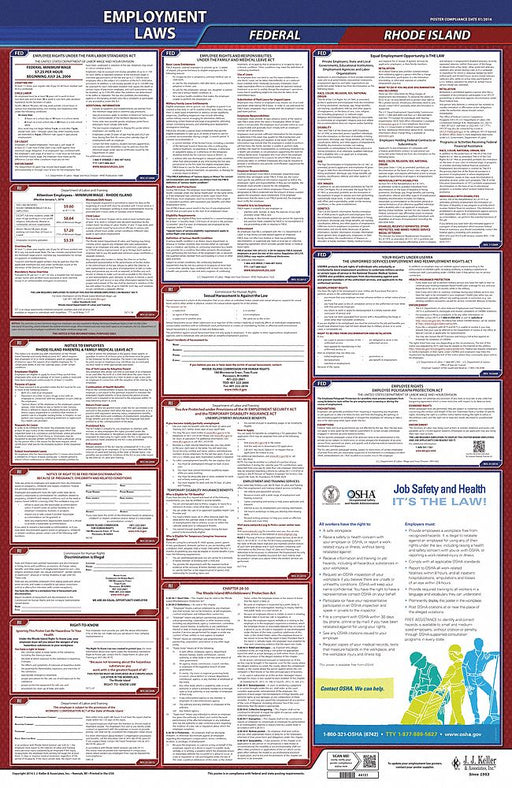 Labor Law Poster English RI Plastic