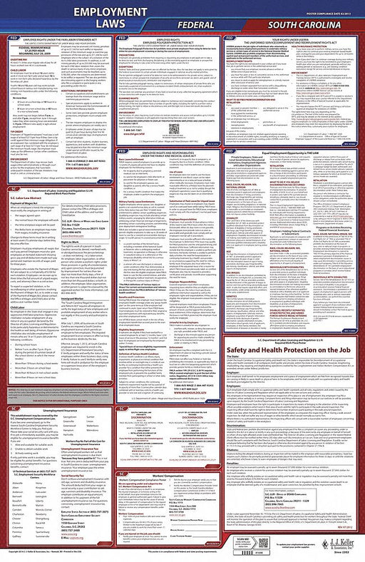 Labor Law Poster English SC Plastic