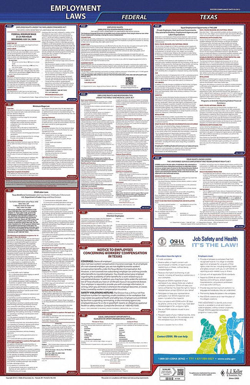 LaborLaw Poster STA TX ENG 40Wx26inH 3yr