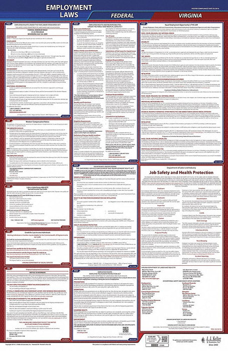 Labor Law Poster English VA Plastic