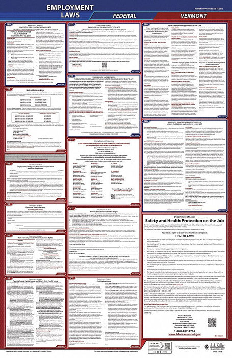LaborLaw Poster Fed/STA VT ENG 26inH 3yr