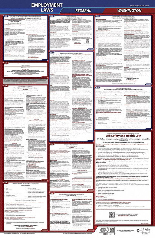 LaborLaw Poster Fed/STA WA ENG 26inH 1yr