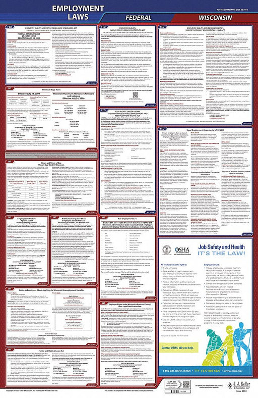Labor Law Poster English WI Plastic