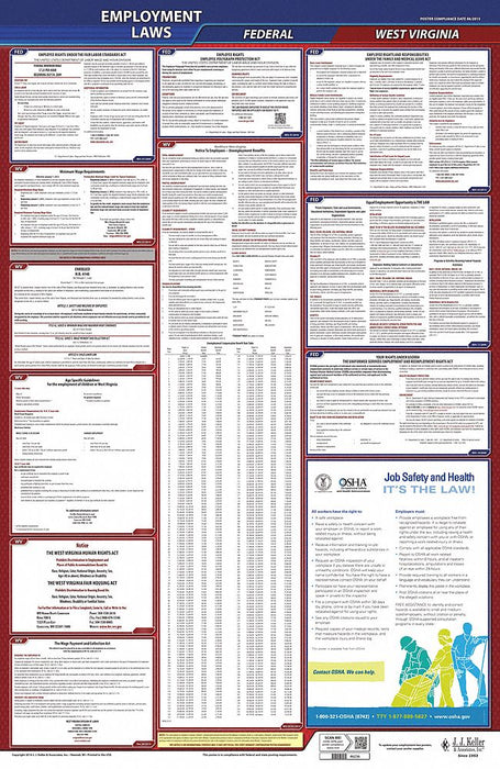 LaborLaw Poster Fed/STA WV ENG 26inH 1yr